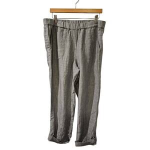 J. Jill PureJill 100% linen blue cropped‎ rolled cuff pull on pants Womens Large